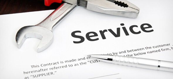 service contract with pen and tools
